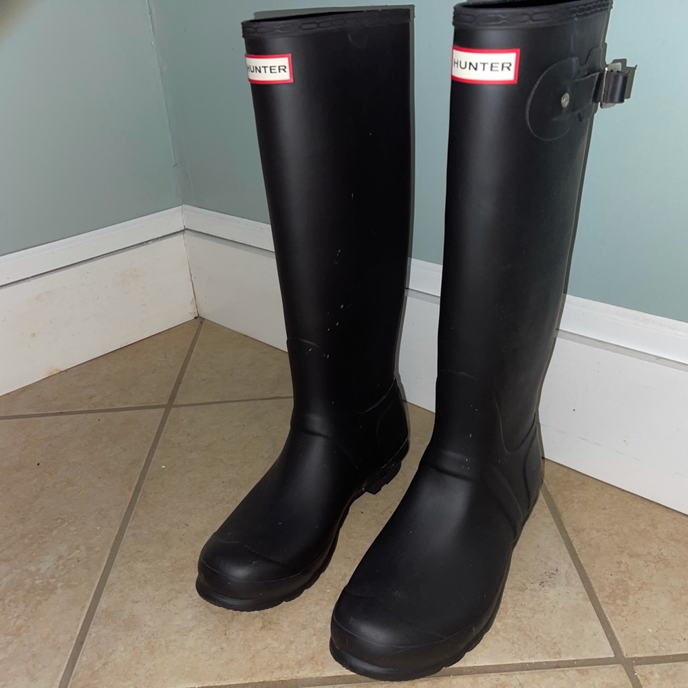 Hunter Size 10 Black Matte Rain Boots